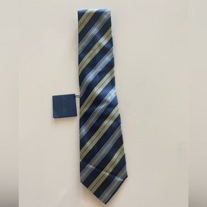 D’este Italian Stripe Silk Tie - Blue/Green